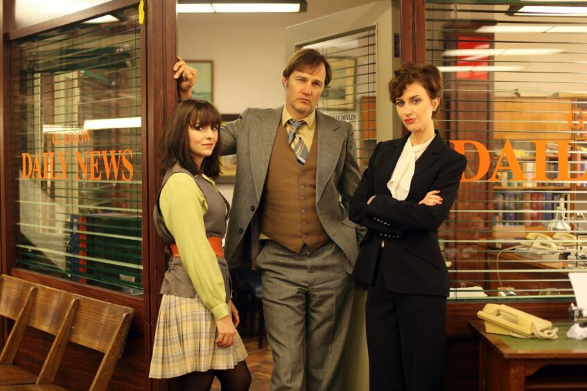 Katherine with Jayd Johnson and David Morrissey in Field of Blood: The Dead Hour