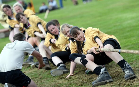 Cornhill Ladies go all-out as they battle for glory at the Stonehaven Highland Games. And their efforts paid off, winning all four contests in the women’s category.