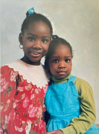 Moyo and Morayo in their childhood in Bearsden.