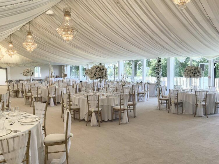 A wedding venue set up by Ivory Tower Weddings and Events.