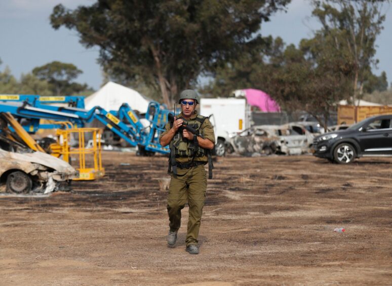 A member of the Israeli Defence Forces on patrol.