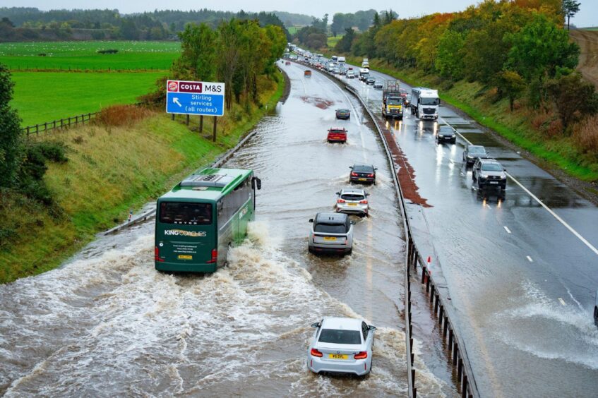 Flooding on the M9 at Stirling.