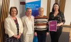Left to right: Arwen Jones of Target Ovarian Cancer; campaigners Mags McCaul and Mary Hudson; and MSP Monica Lennon.