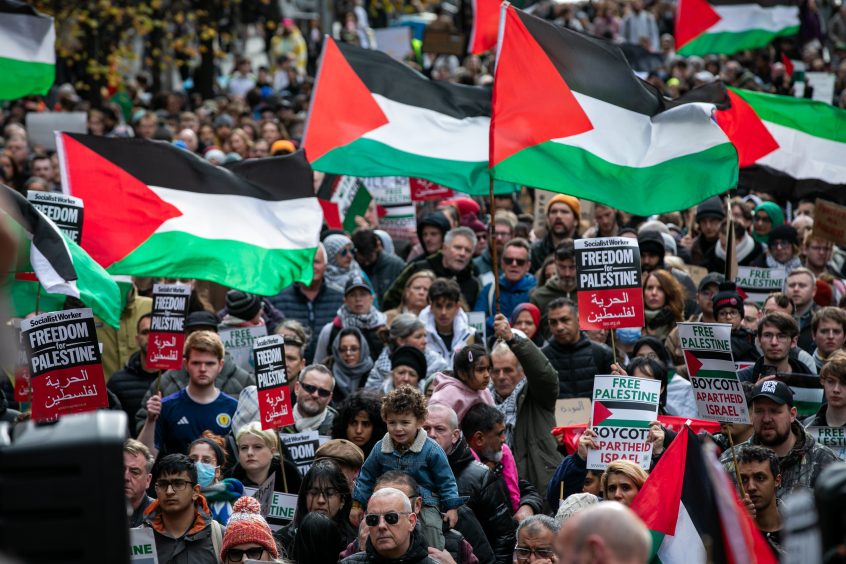 A march in support of the people of Palestine in Glasgow.