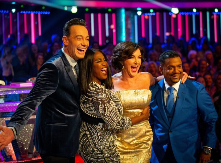 Shirley with the Strictly Come Dancing judges.