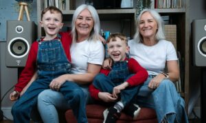 Ali, left, and Marie McLaren had fun growing up and she believes that experience prepared her for her own twins, Jamie, left, and Andy.