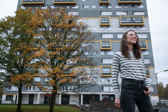 Esyllt Angharad Lewis, who has created an installation in a block of flats.