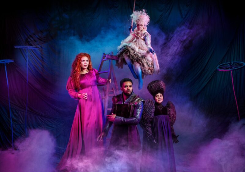 Rosie with Michael Elcock, Lisa Lambe and Neïma Naouri in Hex The Musical at the Olivier Theatre.