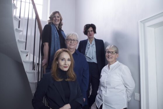 JK Rowling with the board of directors, Susan Smith, Johann Lamont, Margaret McCartney and Rhona Hotchkiss.