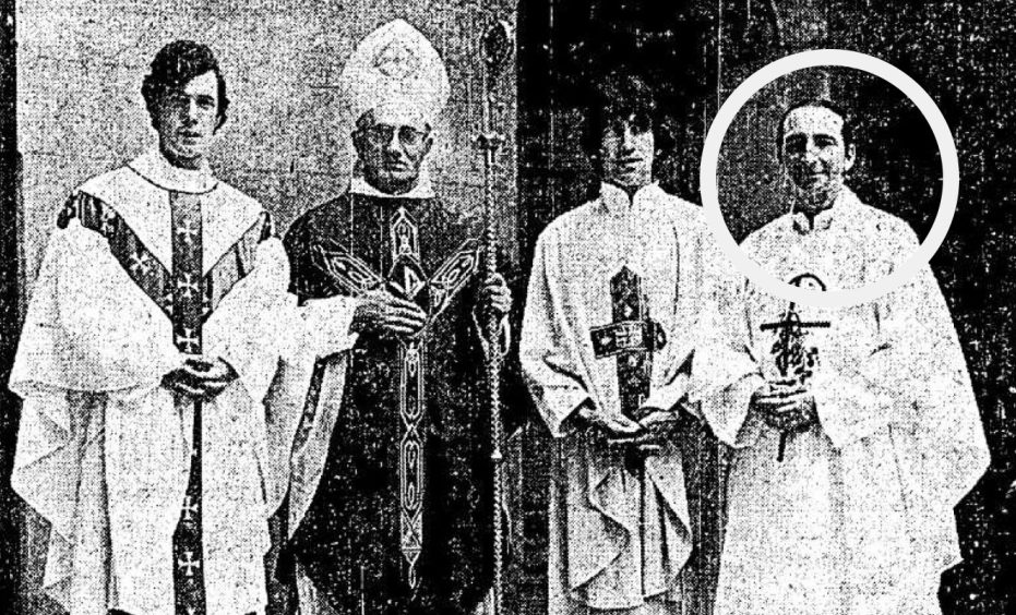 Joseph Dunne, circled, after being ordained by the Bishop of Waterford and Lismore, Most rev Dr Michael Russell.