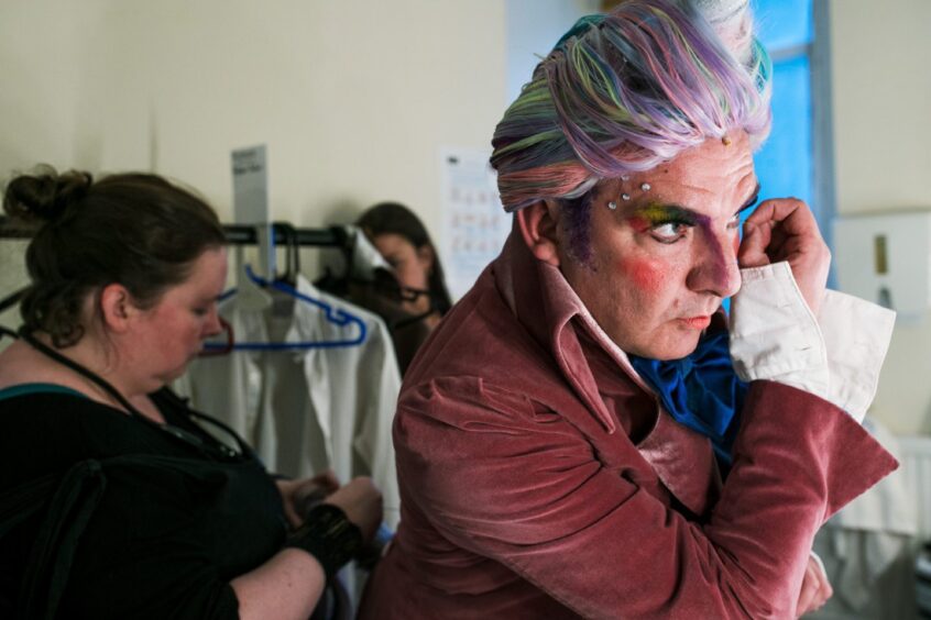 Richard Conlon, who plays a unicorn, in his dressing room.