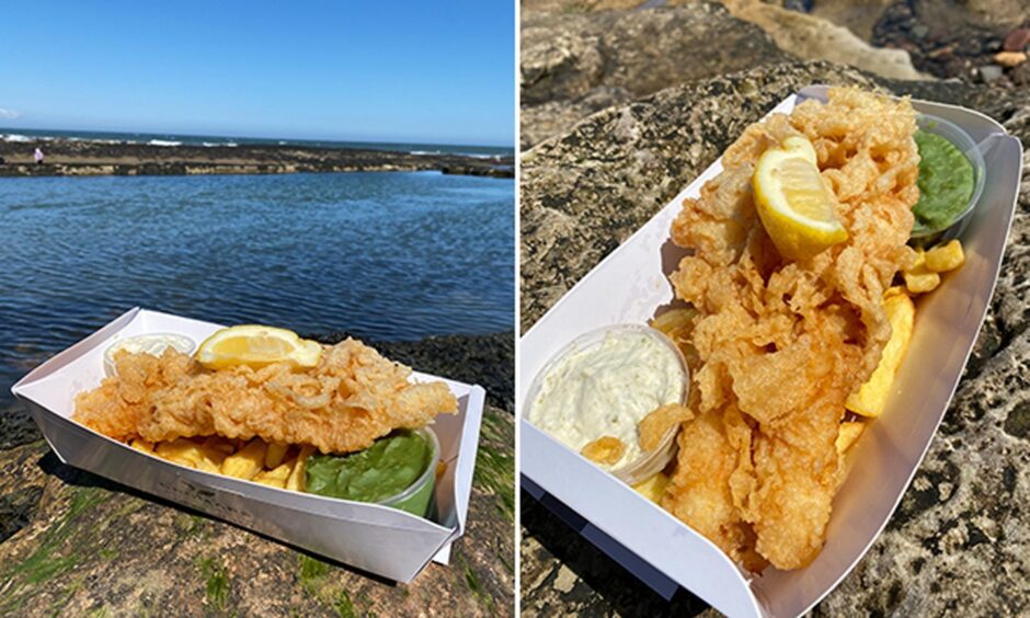 Fish and chips by the sea.