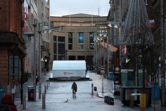Glasgow’s normally bustling Buchanan Street was eerily quiet during lockdown.