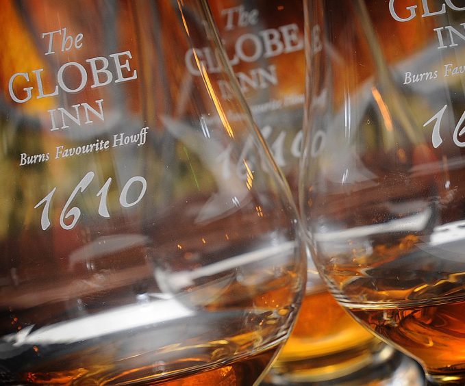whisky glasses at The Globe Inn Dumfries