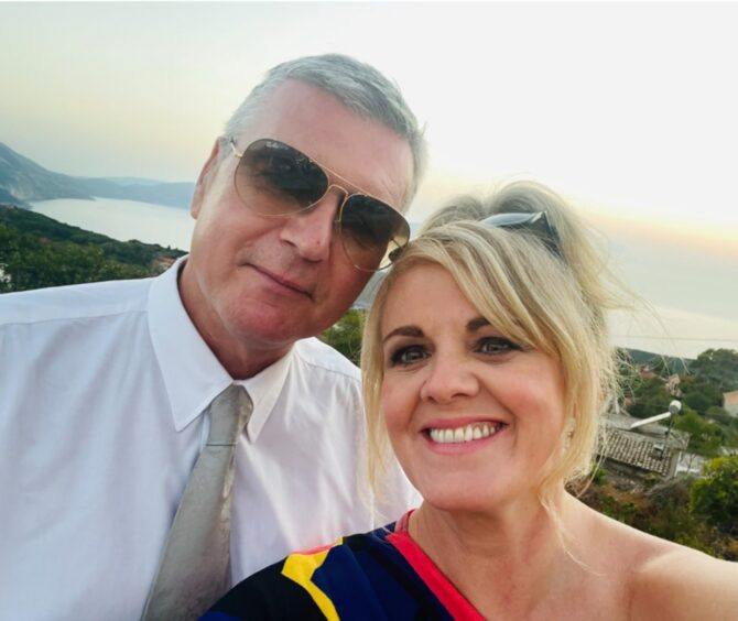 Sally Lindsay with with husband Steve White.