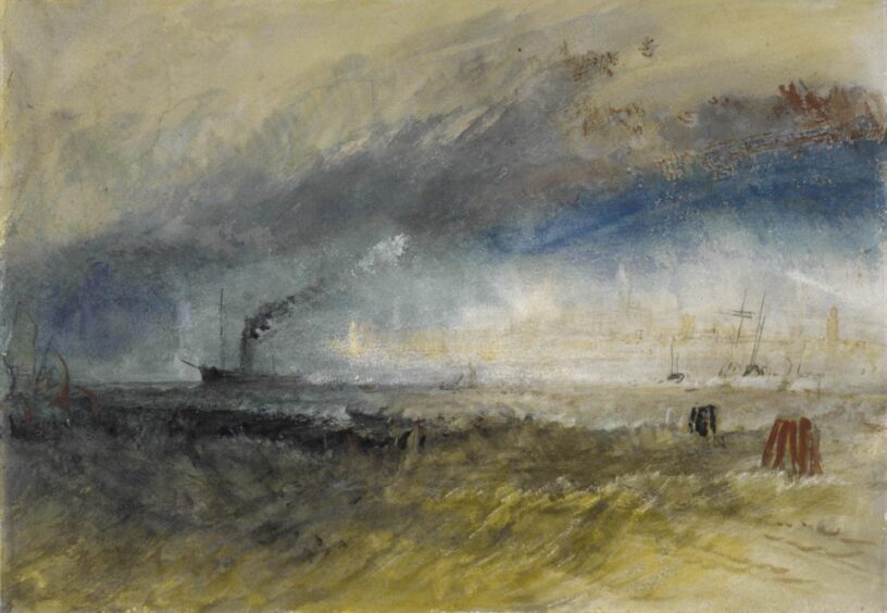 A steamship features in Turner's Venice from the Lagoon, 1840.