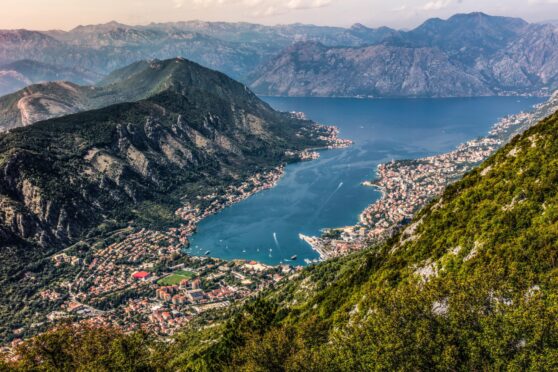View of the Bay of Kotor, Montenegro.