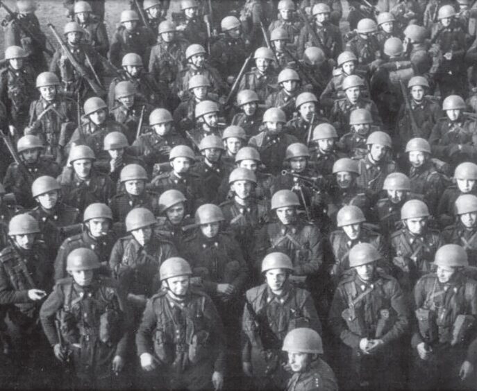 Stanislaw Kulik, on right, with the Polish Brigade before they were parachuted into the Battle of Arnhem in 1944.