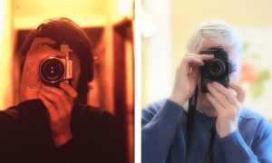 Photographer Jim Duffy when he started out in his 20s, and now.