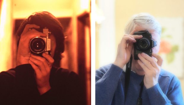 Photographer Jim Duffy when he started out in his 20s, and now.
