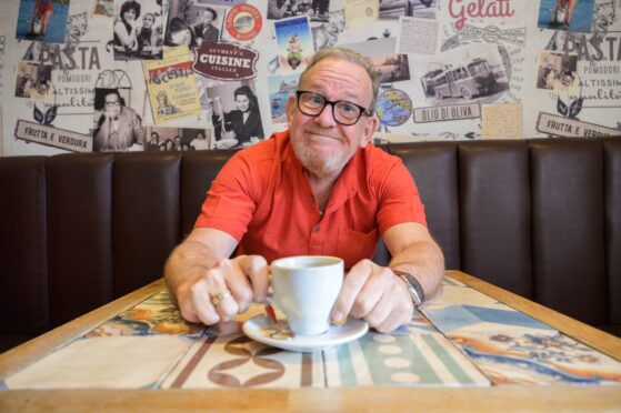 Ford Kiernan pictured in Eusebi Deli Glasgow on the release of his new single Coffee Man with DJ RYZY.