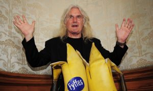 Billy Connolly with his Big Banana Boots at The City Chambers where he received the Freedom of the City of Glasgow in 2010.