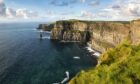 Aerial shot of the Cliffs of Moher