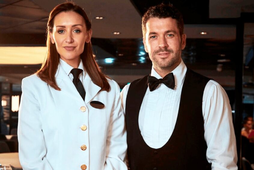 Catherine reunited with Shayne Ward for Channel 5’s The Good Ship Murder.
