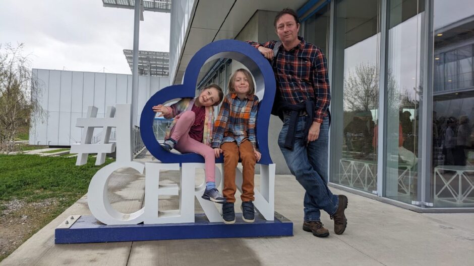 Tim Clark and his kids at CERN.