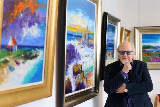 Jolomo at his Morrison & The Sea – The Rocks – The Cliffs exhibition in Crieff.