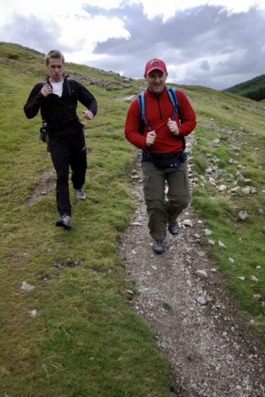 Gordon Adam and youth worker Mark Fraser on the West Highland Way, 2005. 