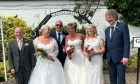 Dave, Sharron, Craig, Claire, Kate and Jon on their big day in Gretna.