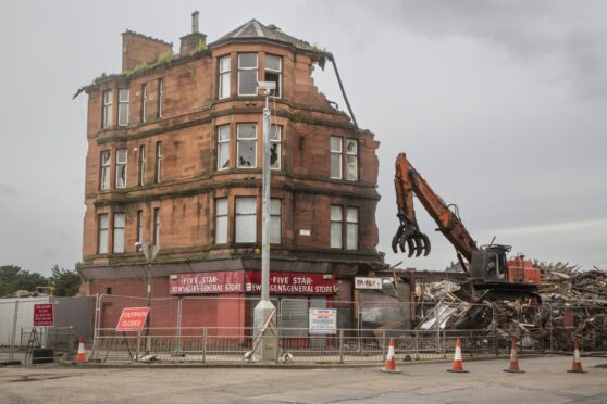 Springfield Road and its Red sandstone tenements are demolished in August 2012.