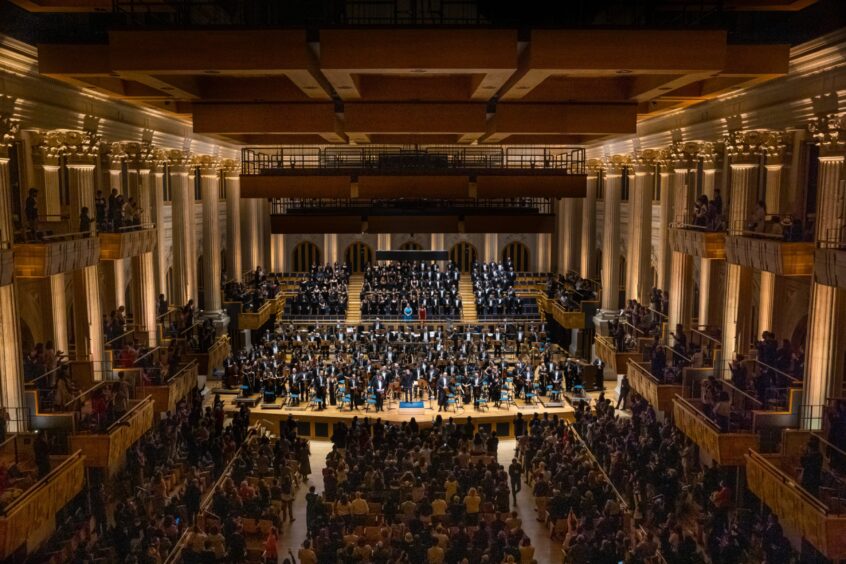 An orchestra performance.