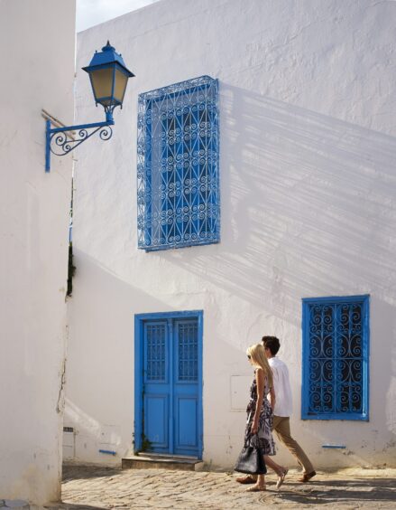 Exploring Sidi Bou Said near Tunis, Tunisia.