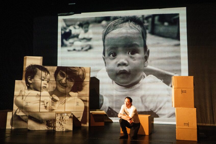 Barton on stage in Precious Cargo, the play that entwines his and Andy Yearley’s story and that of other Vietnamese orphans.