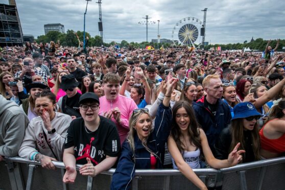 Festival-goers at the main stage of TRNSMT.