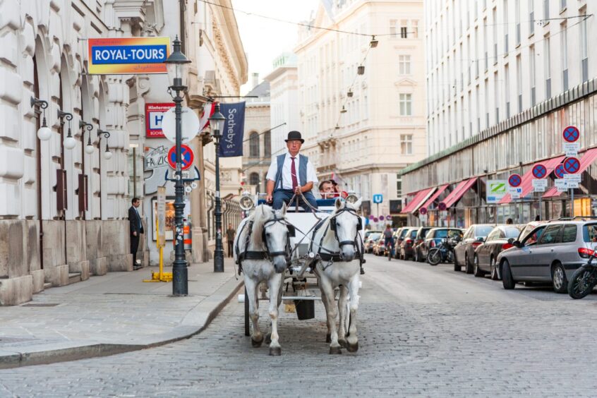 A ride in the fiaker passing the Hofburg in Vienna.