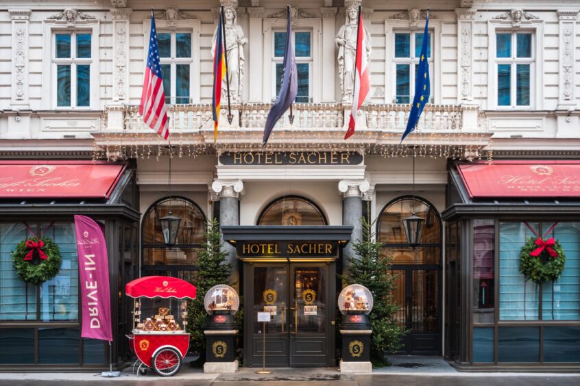 Hotel Sacher, famous for its chocolate cake.