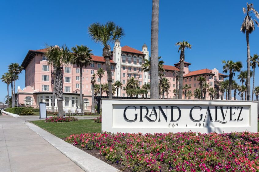 The Grand Galvez Resort and Spa historic beachfront resort hotel.