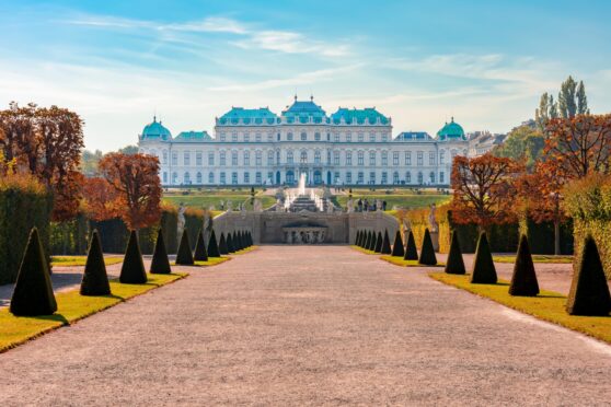 Upper Belvedere Palace and gardens in autumn.