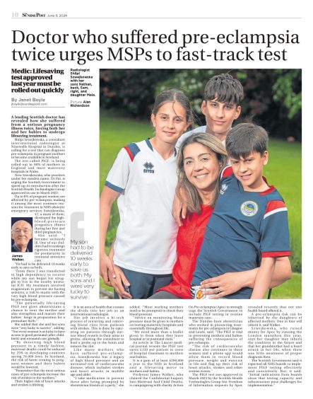 June 9, 2024: Doctor who suffered pre-eclampsia twice urges MSPs to fast-track test