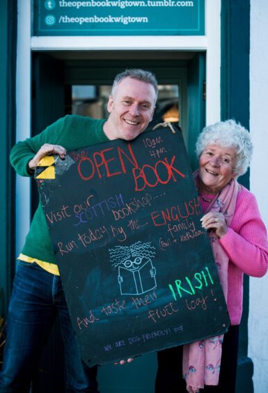 Paul English, along with his mother Kathleen, running the Open Book bookshop.