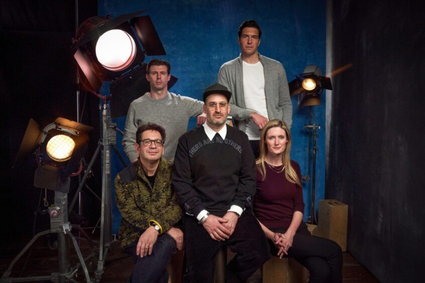 Matthew and Will Reeve, back, with sister Alexandra and the filmmakers.