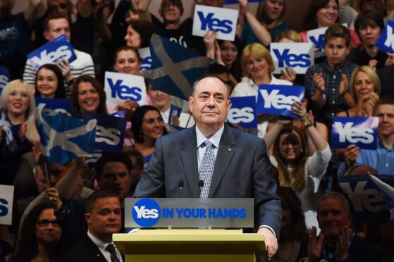 Alex Salmond addresses an audience in Perth during the independence campaign.