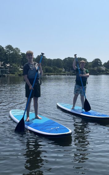 Family fun on paddle-boards.