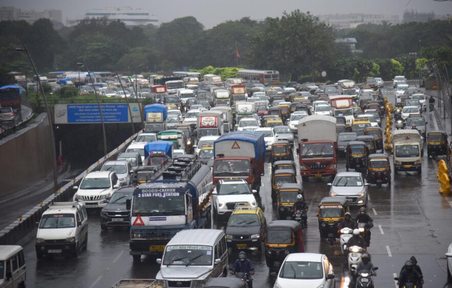 Traffic in Mumbai, which ranks better for congestion than Edinburgh.