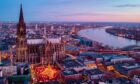 An aerial view of Cologne Christmas market.