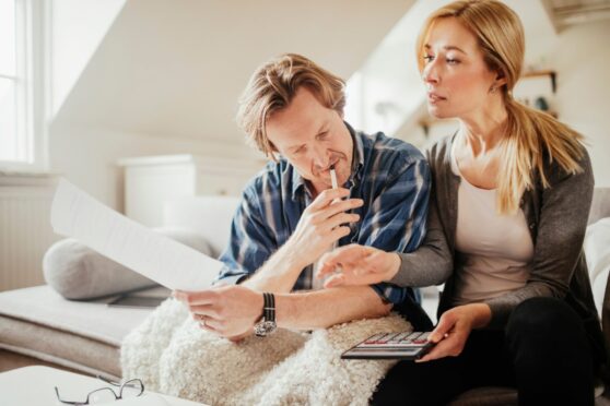 Couple reviewing their finances.