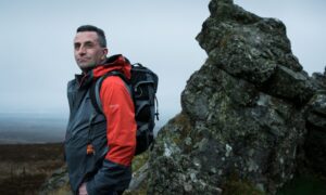 Donald McInnes climbing The Whangie, in the Kilpatrick Hills outside Glasgow, as he starts his return to his beloved Scottish peaks.